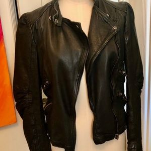 Zara Black Real Leather Motorcycle jacket
